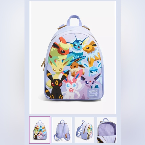 Pokemon Mini Backpack Eevee Evolutions Purple Loungefly - Picture 3 of 3